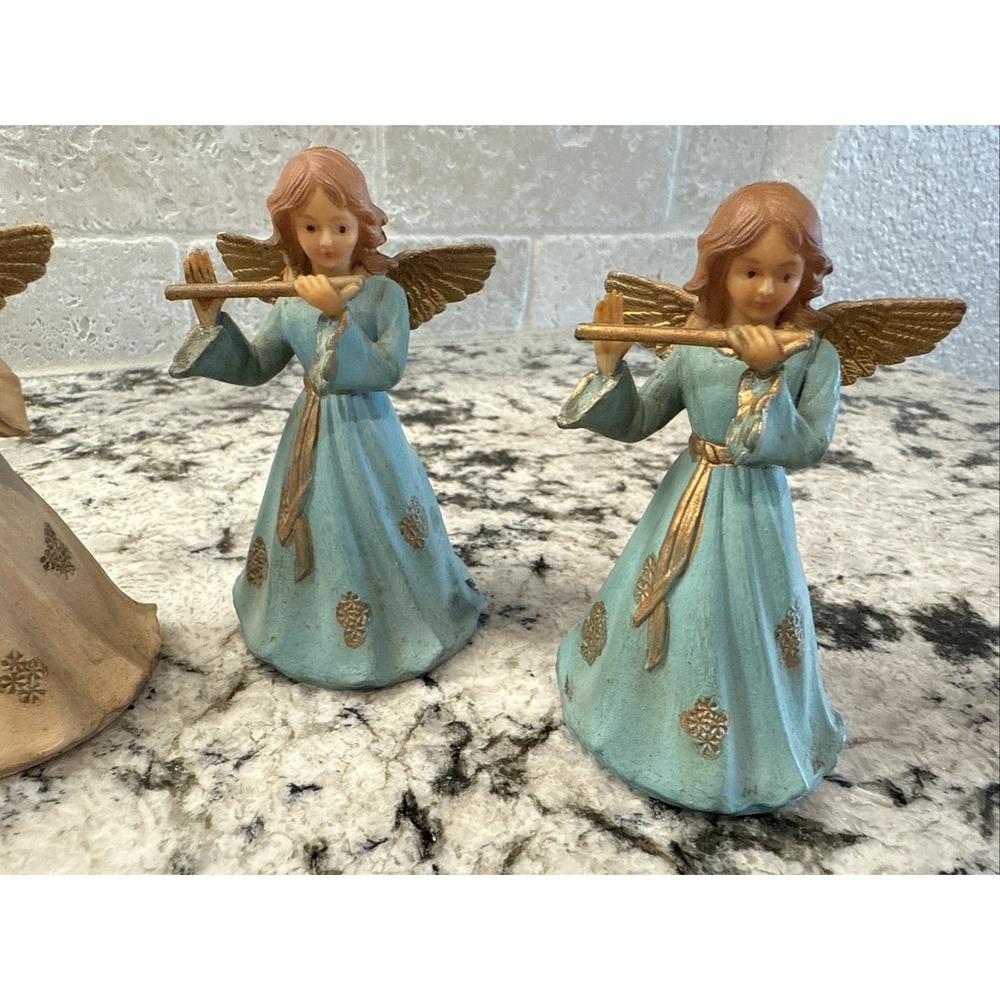 5 Vtg Art Plastics Angel Figurine Ornament Lot British Hong Kong Songbook Flute - Picture 2 of 9